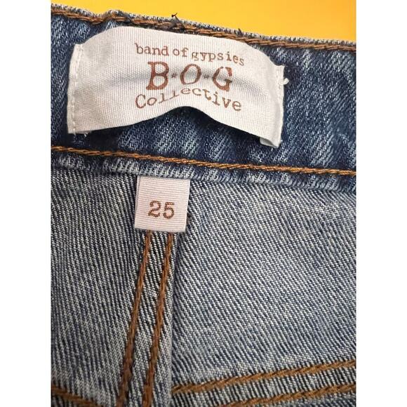 NEW B. O. G. Band of Gypsies Quinn Crop Jeans Distressed Medium Wash Womens 25 - Picture 8 of 10